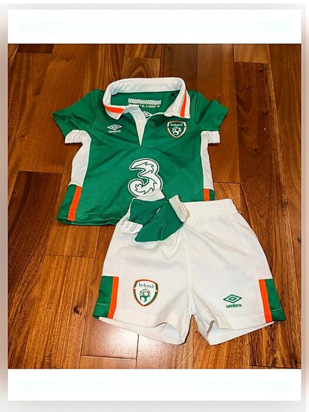 IRELAND Soccer FOOTBALL SHIRT SOCCER JERSEY Shorts Socks 3-6 Month UMBRO